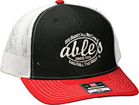 Able's Mesh Cap Black/Red, White Mesh (ACBRW)