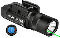 Olight Baldr Pro R Rechargeable Weaponlight, 1350 Lumens, Black Finish, White LED, Green Laser (BALDRPRORBK)
