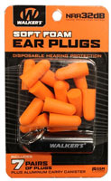 Walker Game Ear Neon Orange Foam Plug, 7 Pairs w/Aluminum Carry Canister (PLGCAN-OR)