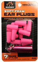 Walker Game Ear Neon Pink Foam Plug, 7 Pairs w/Aluminum Carry Canister (PLGCAN-PK)