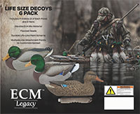 ECM Legacy Mallard Duck Decoy 6 Pack TSP-1006, 4 Drakes/2 Hens, Flocked Heads, Flexible EVA Material