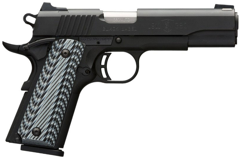 Browning 1911-380 Black Label Pro w/Night SIghts Pistol 051906492, 380 ACP, 4.25", G10 Grips, Matte Black Finish, 8 Rd