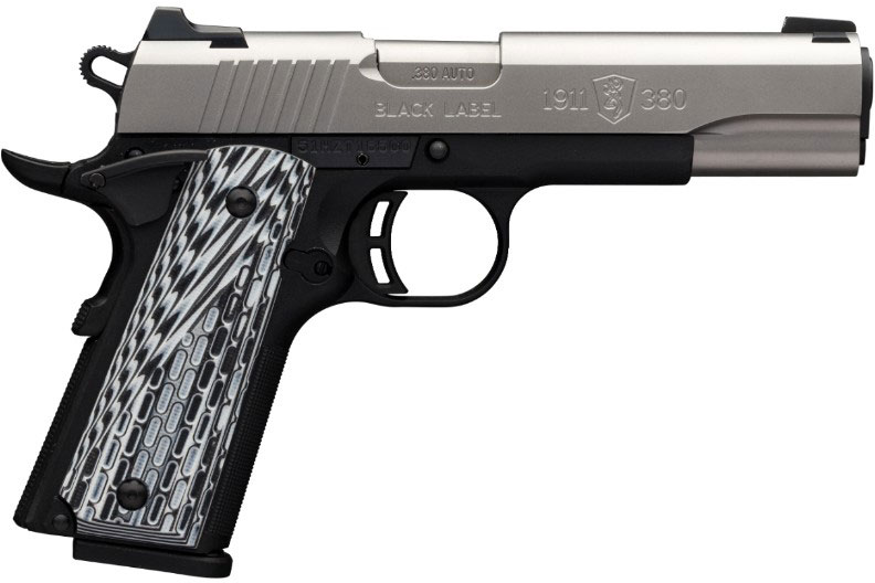 Browning 1911-380 Black Label Pro Satinless Pistol 051922492, 380 ACP, 4.25", G10 Grips, Two-Tone Finish, 8 Rd