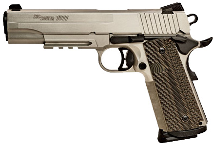 SIG 1911 Pistol 1911R45NI, 45 ACP, 5 in, Polymer Grip, Nickel Finish, Low Profile Night Sights, 8 Rd