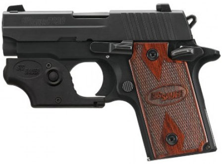 Sig Sauer P238 Pistol w/Sig Laser 238380RGLSR, 380 ACP, 2.7 in, Rosewood Grip, Blue Finish, 6 Rd