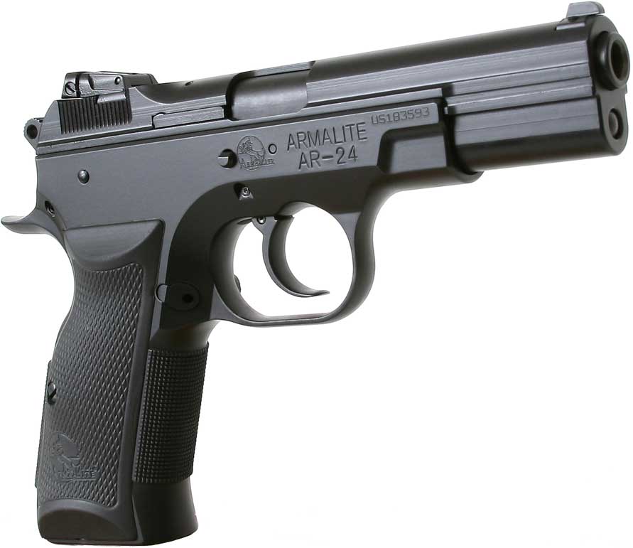 ArmaLite AR-24 Tactical Custom Pistol 24-15C, 9mm, 4.6", Checkered Grip, Manganese Phosphate Finish, Adj. Sights, 15 Rd