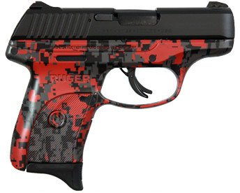 Ruger LC9S Striker Fire Pistol 3266, 9mm, 3.1", Red Digital Camo Grips, Black Finish, 7 Rds
