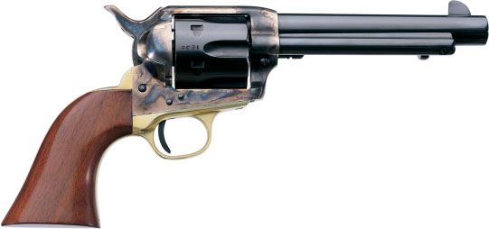 Uberti 1873 Cattleman II Brass Revolver U356410, 45 Long Colt, 5.5", One Piece Walnut Stock, Blued Finish