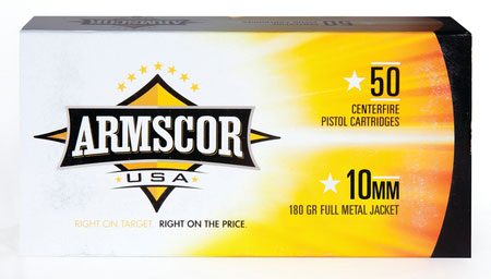 Armscor Precision Pistol Ammunition 50181, 10mm, Full Metal Jacket (FMJ), 180 GR, 50 Rd/bx