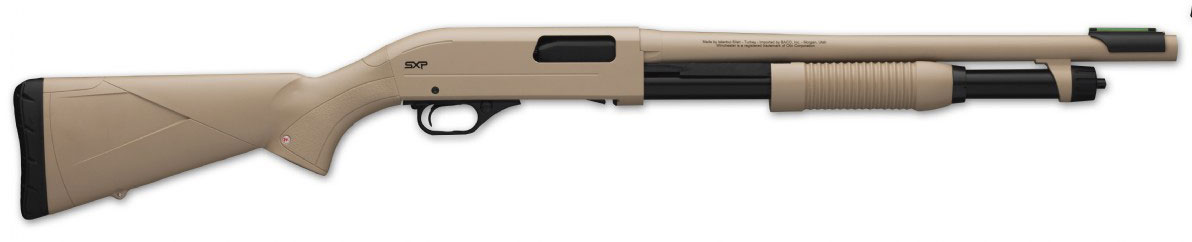 Winchester SXP Defender Shotgun 512311395, 12 Gauge, 18 in, 3 in Chmbr, Desert Tan Synthetic Stock, Tan/Black Finish