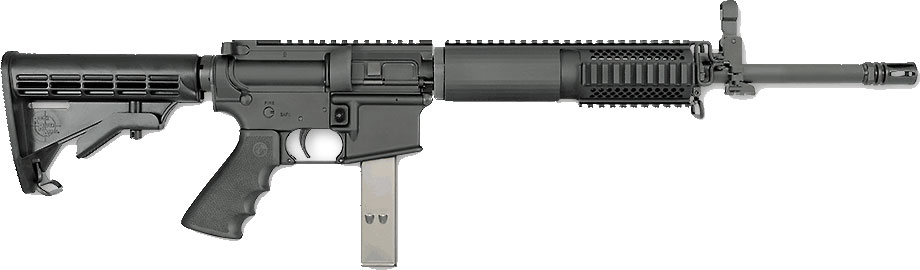 Rock River LAR-9 A4 Mid-Length 9MM1855, 9mm, 16 in, Black Collapsible RRA Stock, Black Finish, 30 Rd