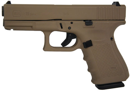 Glock 19 Gen4 Pistol UG1950203MPDE, 9mm, 4.02 in, Polymer Grip, Magpul Dark Earth Cerakote, 15 Rd, Made in USA