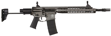 LWRC IC Spartan Kopis A5 ICPDWA5TG14PSPT, 5.56mm NATO, 16.1 in w/Pinned Trifecta Mount, PDW Stock, Tungsten Gray Finish