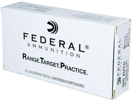 Federal Range Target Practice Handgun Ammunition RTP38095, 380 ACP, Full Metal Jacket, 95 Gr, 980 fps, 50 Rd/bx