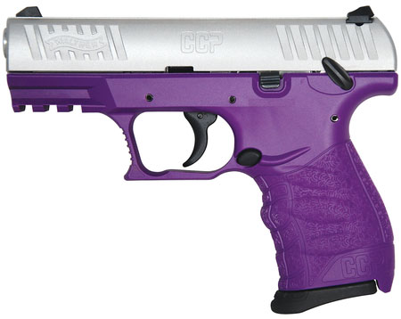 Walther CCP Pistol 5080304, 9mm, 3.5", Integral Purple Grip, Stainless Finish, 8 Rd
