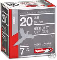 Aguila High Velocity Hunting Shotshells 1CHB2006, 20 Gauge, 2-3/4", 1 oz, #6, 1220 fps, 25 Rds/Bx