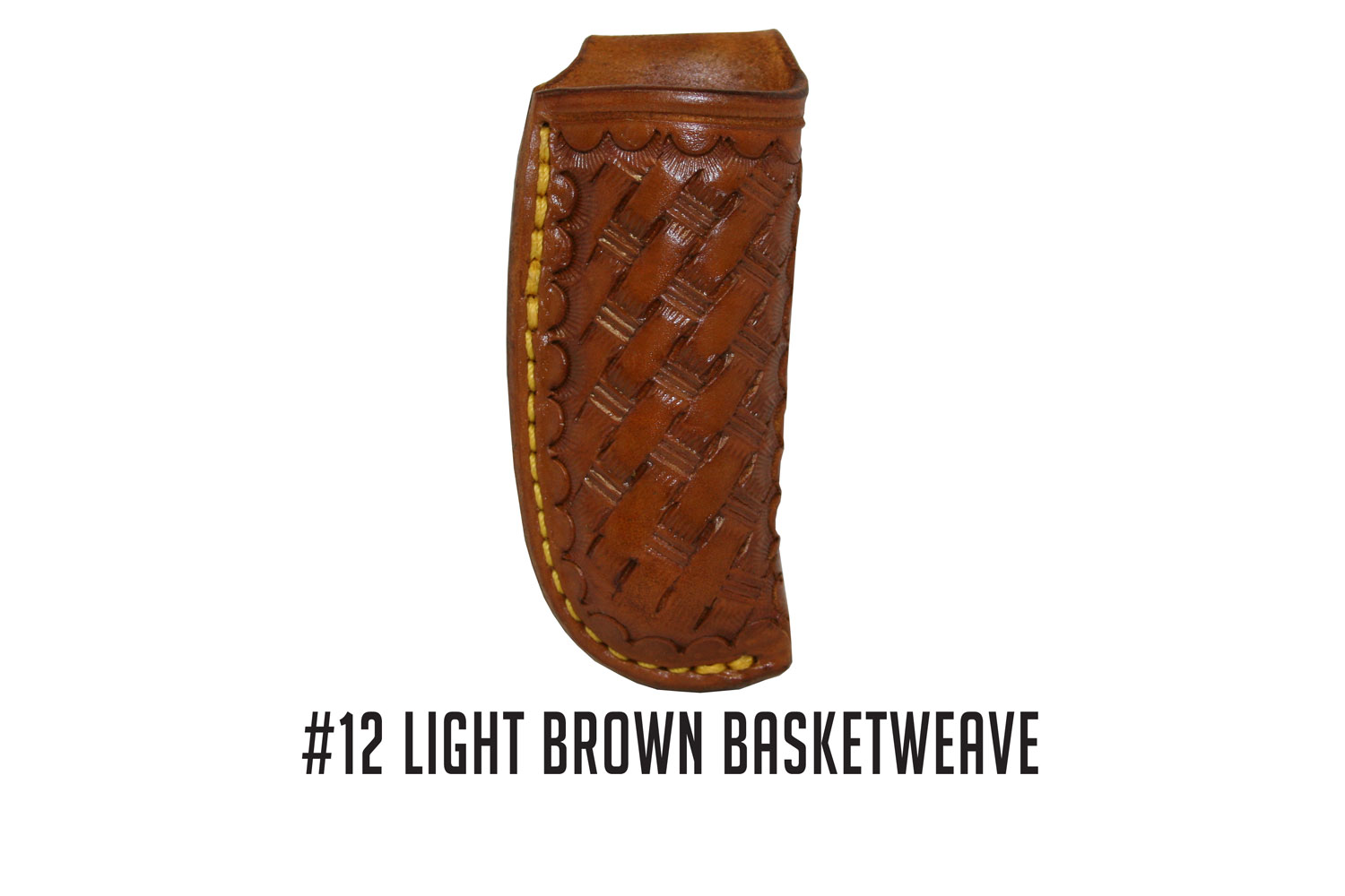 A&M Leatherwork Handmade Case Mini Trapper Knife Sheath, Light Brown, Basket Weave (AMLWBKW12LB)
