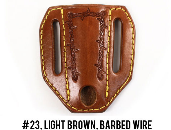 A&M Leatherwork Handmade Case Trapper Sheath, Light Brown, Barbed Wire (AMLW23BWLB)