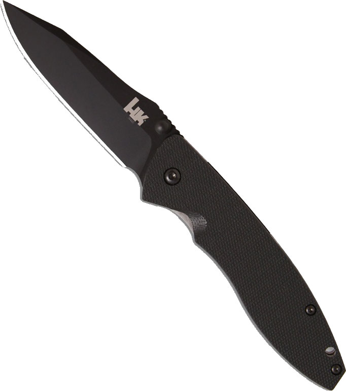 Heckler & Koch Nitrous Blitz Spring Assisted Folding Knife w/Black Coated Plain Edge Clip Point Blade (14460BT)