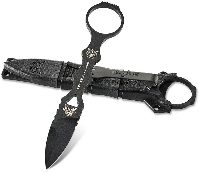 Benchmade Mini SOCP Fixed Skeletonized Dagger w/ Black Plain Edge Blade (177BK)
