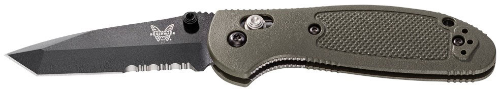 Benchmade Mini Griptilian Knife w/Combo Edge Black Tanto Blade, OD Green (557SBKOD-S30V)
