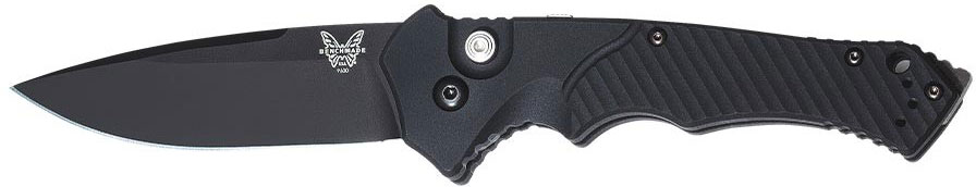 Benchmade Rukus II Automatic Folding Knife Drop Point Plain Edge Black Handle (9600BK)