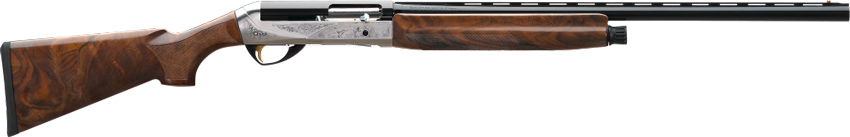 Benelli Legacy Semi-Auto Shotgun 10440, 28 Gauge, 24", 2-3/4" Chmbr, Satin Walnut/WeatherCoat Stock, Nickel/Blue Finish, Etched Game Scene