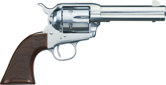 Uberti 1873 Cattleman El Patron Steel Revolver U345176, 45 Long Colt, 4.75", One Piece Walnut Grip, Stainless Finish