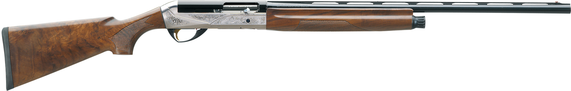 Benelli Legacy Semi-Auto Shotgun 10420, 20 Gauge, 26", 3" Chmbr, AA-Grade Satin Walnut Stock, Nickel/Blue Finish, Etched Game Scene