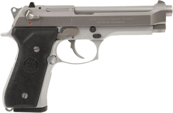 Beretta 92FS Inox Pistol JS92F500, 9mm, 4.9 in, Rubber Grip, Inox Stainless Steel Finish, 15 Rd, Made in USA
