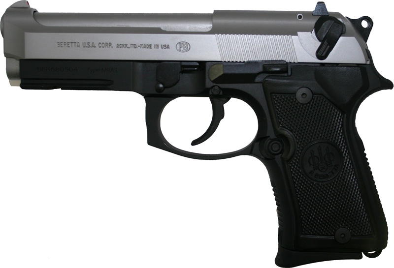 Beretta 92 FS Compact Pistol J90C9F30, 9mm, 4.9 in w/ Rail, Black Synthetic Grip, Two-Tone Finish, 13 Rd