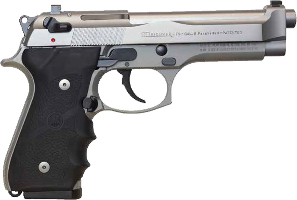 Beretta 92FS Brigadier Inox Pistol J92F560, 9mm, 4.9", Polymer Grips, Stainless Finish, 10 Rds