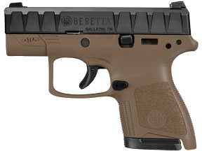 Beretta APX Carry Semi-Auto Pistol JAXN92005, 9mm, 3.07", FDE Synthetic Grip, Black Finish, 6 Rds