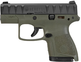 Beretta APX Carry Semi-Auto Pistol JAXN92007, 9mm, 3.07", OD Green Synthetic Grip, Black Finish, 6 Rds
