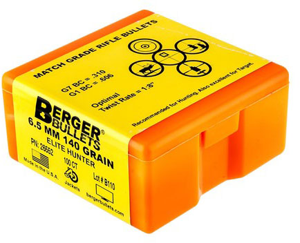 Berger Hunting Bullets 6.5mm, 140 Grain, Elite Hunting, 100 Per Box (26552), Not Loaded