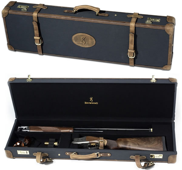 Browning Leather/Canvas Gun Case - Charcoal/Brown