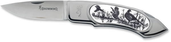 Browning Scrimshaw Pheasant Folding Lockback Knife 322544