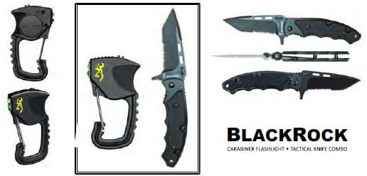 Browning Black Rock Carabiner Flashlight/Tactical Folding Knife Combo (3712515)