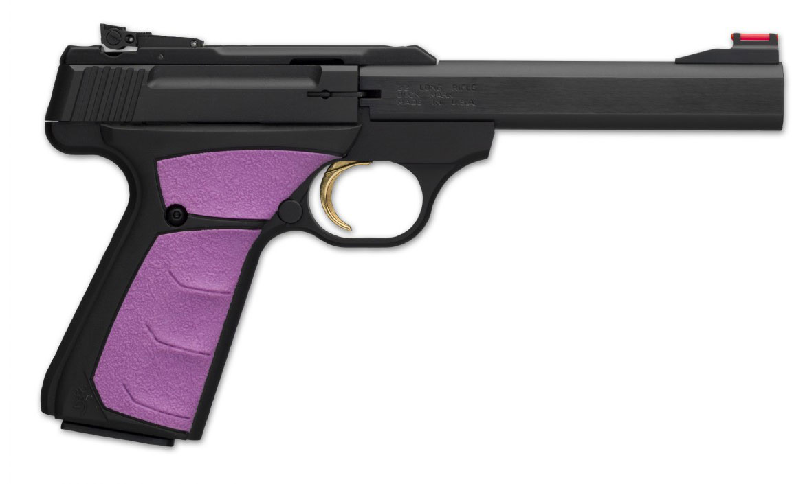 Browning Buck Mark Plus Pistol 051505490, 22 LR, 5.5", Ambidextrous Fuchsia Grips, Black Finish, 10 Rd