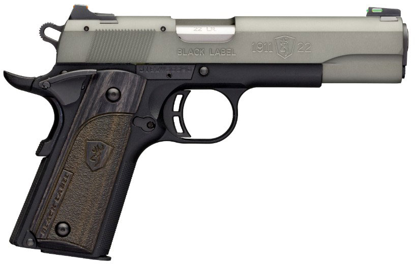 Browning 1911-22 Black Label Gray Pistol 051847490, 22 LR, 4 1/4", Black Composite Grips, Matte Black Finish, 10 Rd