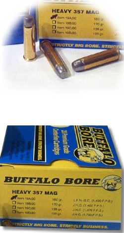 Buffalo Bore Handgun Ammunition 19A/20, 357 Magnum, Lead Flat Nose Gas-checked, 180 GR, 1400 fps, 20 Rd/Bx