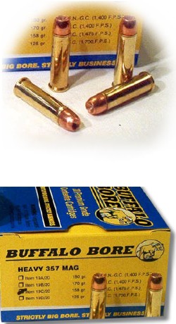 Buffalo Bore Handgun Ammunition 19C/20, 357 Magnum, Jacketed Hollow Cavity, 158 GR, 1475 fps, 20 Rd/Bx