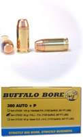 Buffalo Bore Handgun Ammunition 27B/20, 380 Auto +P, Full Metal Jacket Flat Nose (FN), 95 GR, 1150 fps, 20 Rd/Bx