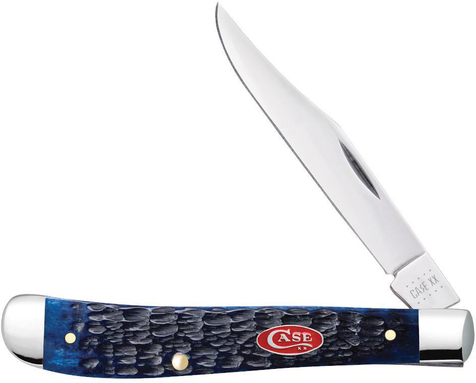 Case Navy Blue Bone Rogers Jig Slimline Trapper Pocket Knife (07323)