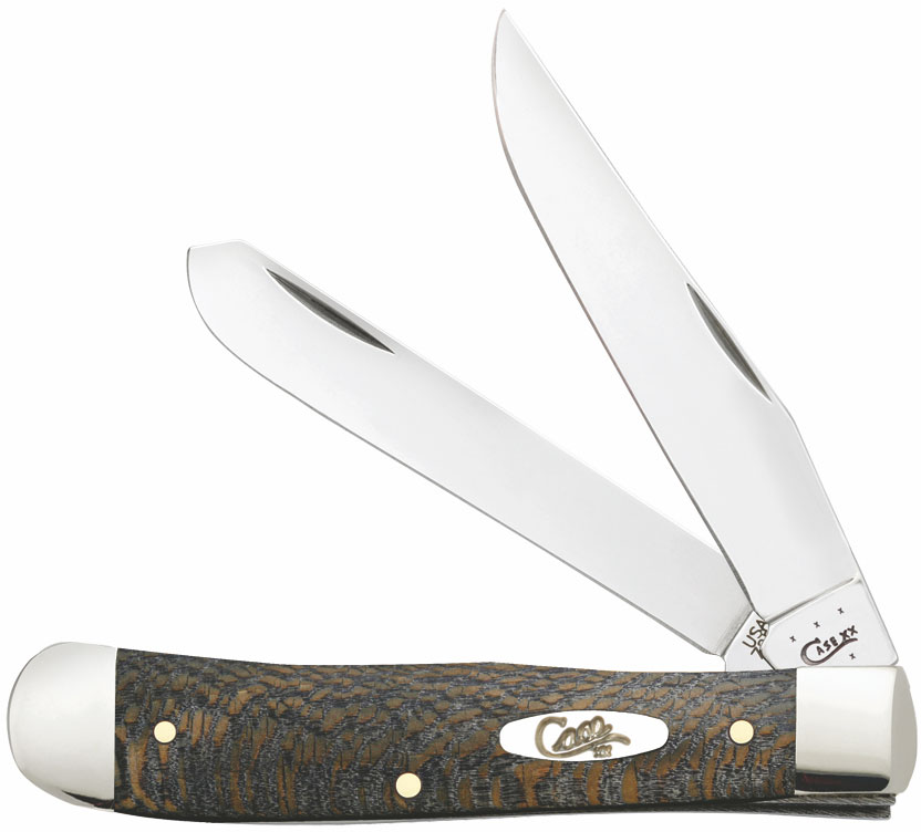Case Trapper Pocket Knife w/Clip/Spey Blades & Gray Sycamore Handle 10290