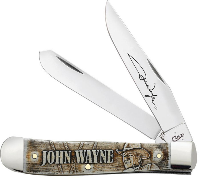 Case John Wayne Natural Bone Color Wash Trapper Pocket Knife (10699)