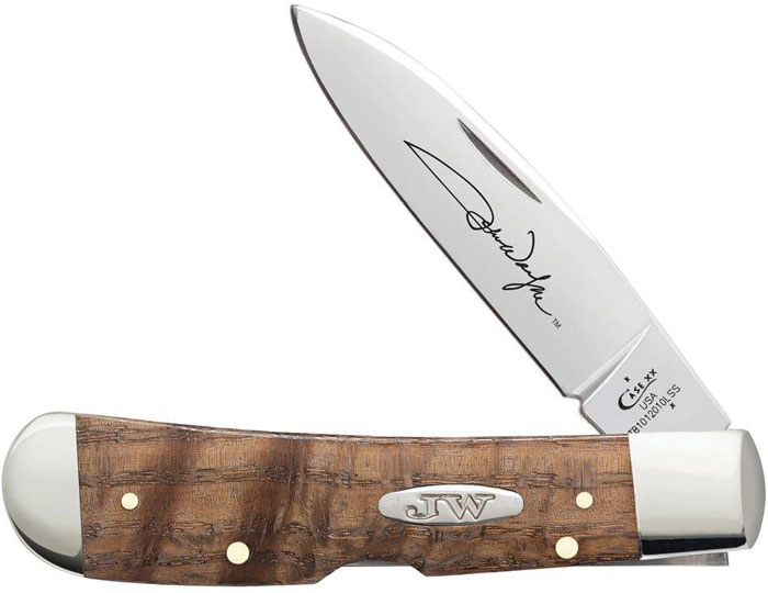 Case John Wayne Smooth Curly Oak Triabl Lock Pocket Knife (10704)