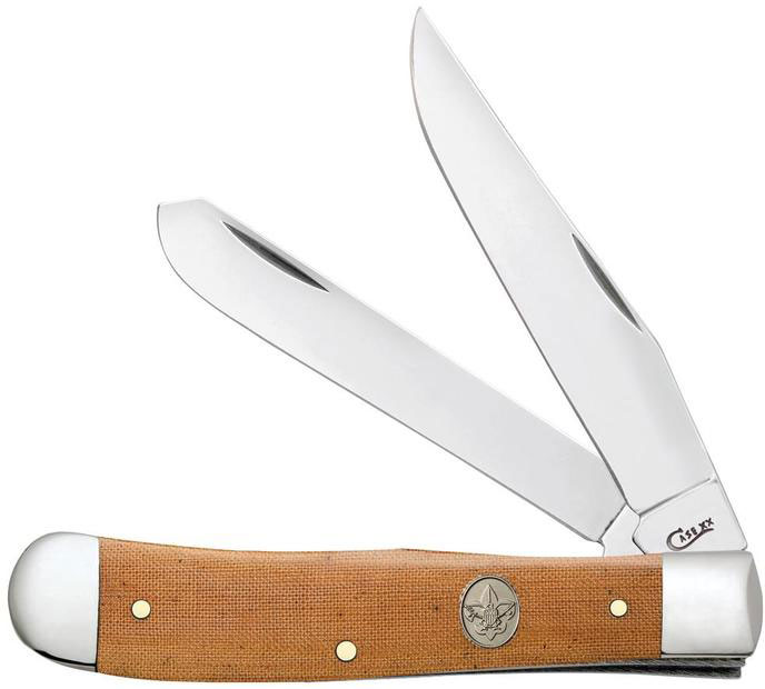 Case BSA Brown Canvas Laminate Trapper Pocket Knife (18051)