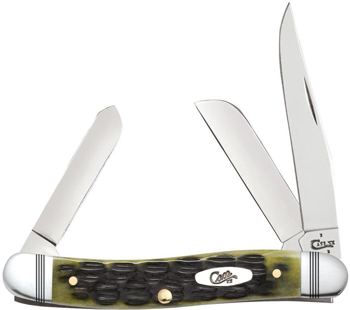 Case Crandall Jig Olive Green Bone Medium Stockman Pocket Knife (22546)