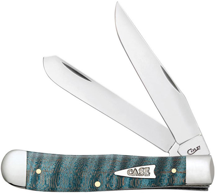 Case Turquoise Curly Maple Smooth Trapper Pocket Knife (23360)
